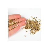 yfhobi 3 Mm Pirinç Üzeri Altın Kaplama Küp Boncuk, 1. Kalite Kararmaz Metal Küp Boncuk (3 GRAM ~ 26 ADET)