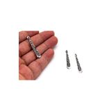 yfhobi 4 Adet - 6x40 Mm Desenli, Metal Uç, Sallantı, Takı Malzemesi, Boyalı Gümüş Kaplama, Z87
