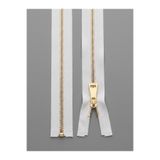 YFS Fermuar T5 Metal Separe Gold Dişli Beyaz Şerit 50 Cm Mont Fermuarı 1 Adet