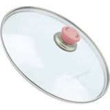 YFS Tencere Ile Uyumlu Sahan Tava Cam Kapağı Kapak 24 cm Pembe Tutma Tepesi