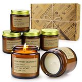 YFYTRE Ev için 6'lı Paket Mum Kokulu Aromaterapi Mumları Kadınlar için Hediye Seti Soya Balmumu Uzun Ömürlü Kehribar Kavanoz Mumlar Sevgililer Günü Doğum Günü Anneler Şükran Günü Hediyesi