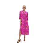 YG304005 İtalyan Coton Pareo Gömlek Elbise Pembe