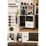 ygdecor Çok Amaçlı Kahve Köşesi ve Mikrodalga Fırın Dolabı Mutfak Düzenleyici Raf Organizer 97x33x165 cm