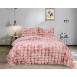 YGT Home Bubble Soft Tavşan Tüyü Çift Kişilik Yatak Örtüsü Seti Pudra 220 x 240 - 220 x 240 cm