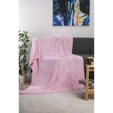 YGT Home Dama Örgü Saçaklı Triko Tv Battaniyesi 130 x 170| Koltuk Örtüsü - 130 x 170 cm - Pudra