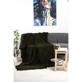 YGT Home Dama Örgü Saçaklı Triko Tv Battaniyesi 130 x 170| Koltuk Örtüsü Nefti Yeşili - 130 x 170 cm