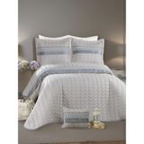 Ygt Home Mikro Kumaş Çeyizlik Dantelli Kapitone Dikiş Çift Kişilik Yatak Örtüsü Gri - 250 x 260 cm