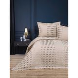 YGT Home Nope Jakarlı Çift Kişilik Yatak Örtüsü Takımı 3 Parça Krem-Kahve | Pike Takımı Bohem - Krem - Gri - 250 x 260 cm