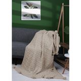 YGT Home Sarma 10 Ponpon Triko Örgülü Tv Battaniyesi 130 x 170| Koltuk Örtüsü - Bacak Şalı - Ev Dekorasyonu - 130 x 170 cm - Bej