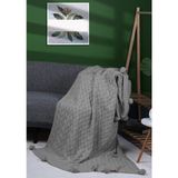 YGT Home Sarma 10 Ponpon Triko Örgülü Tv Battaniyesi 130 x 170| Koltuk Örtüsü - Bacak Şalı - Ev Dekorasyonu - 130 x 170 cm - Gri