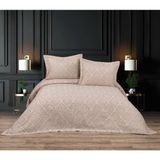 YGT Home Stil Jakarlı Çift Kişilik Yatak Örtüsü Takımı 3 Parça 250 x 260 Bohem Gri | Pike Takımı - Bej - 250 x 260 cm