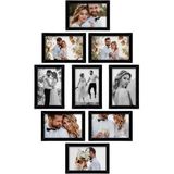YH Foto 9 Adet 15X21 Çerçeve - Mdf A5 Çerçeve - Çoklu Fotoğraf Çerçevesi - Siyah