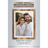 yhfoto 1 Adet 10x15 Çerçeve Ahşap-Beyaz Şeritli Çerçeve Mdf Çerçeve Pvc'li Fotoğraf Kahverengi 100 x 150