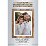 yhfoto 1 Adet 13x18 Çerçeve Ahşap-Beyaz Şeritli Çerçeve Mdf Çerçeve Pvc'li Fotoğraf Kahverengi 13 x 18