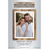 yhfoto 1 Adet 15x21 Çerçeve Ahşap-Beyaz Şeritli Çerçeve Mdf Çerçeve Pvc'li Fotoğraf Kahverengi 150 x 210