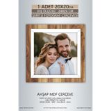 yhfoto 1 Adet 20x20 Çerçeve Ahşap Beyaz Şeritli Fotoğraf Mdf Çerçeve Kare Çerçeve Kahverengi 20 x 20