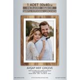 yhfoto 1 Adet 30x40 Çerçeve Ahşap-Beyaz Şeritli Çerçeve Mdf A3 Çerçeve Pvc'li Çerçeve Kahverengi 30 x 40