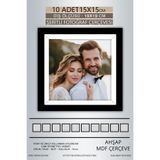 yhfoto 10 Adet 15x15 Çerçeve Siyah-Beyaz Şeritli Fotoğraf Mdf Çerçeve Kare Çerçeve Siyah 15 x 15