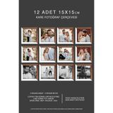 yhfoto 12 Adet 15x15 Çerçeve - Mdf Kare Çerçeve - Fotoğraf Çerçevesi - Ahşap-Beyaz 2 Renk Çerçeve