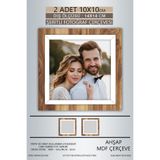 yhfoto 2 Adet 10x10 Çerçeve Ahşap Beyaz Şeritli Fotoğraf Mdf Çerçeve Kare Çerçeve Kahverengi 10 x 10
