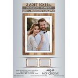 yhfoto 2 Adet 10x15 Çerçeve Ahşap-Beyaz Şeritli Çerçeve Mdf Çerçeve Pvc'li Fotoğraf Kahverengi 10 x 15
