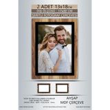 yhfoto 2 Adet 13x18 Çerçeve Ahşap-Siyah Şeritli Çerçeve Mdf Çerçeve Pvc'li Fotoğraf Kahverengi-Çok Renkli 13 x 18