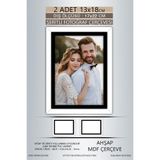 yhfoto 2 Adet 13x18 Çerçeve Beyaz Siyah Şeritli Çerçeve Mdf Çerçeve Pvc'li Fotoğraf Renksiz 13 x 18