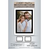 yhfoto 2 Adet 15x21 Çerçeve Beyaz Siyah Şeritli Çerçeve Mdf Çerçeve Pvc'li Fotoğraf Renksiz 15 x 21