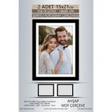 yhfoto 2 Adet 15x21 Çerçeve Siyah-Beyaz Şeritli Çerçeve Mdf Çerçeve Pvc'li Fotoğraf Siyah 15 x 21