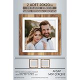 yhfoto 2 Adet 20x20 Çerçeve Ahşap Beyaz Şeritli Fotoğraf Mdf Çerçeve Kare Çerçeve Kahverengi 200 x 200
