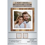 yhfoto 2 Adet 30x30 Çerçeve Ahşap Beyaz Şeritli Fotoğraf Mdf Çerçeve Kare Çerçeve Kahverengi 300 x 300