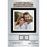yhfoto 2 Adet 30x30 Çerçeve Siyah-Beyaz Şeritli Fotoğraf Mdf Çerçeve Kare Çerçeve Siyah 300 x 300