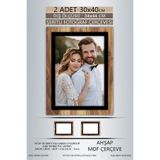 yhfoto 2 Adet 30x40 Çerçeve Ahşap-Siyah Şeritli Çerçeve Mdf A3 Çerçeve Pvc'li Çerçeve Kahverengi-Çok Renkli 300 x 400