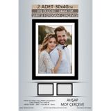 yhfoto 2 Adet 30x40 Çerçeve Siyah-Beyaz Şeritli Çerçeve Mdf A3 Çerçeve Pvc'li Çerçeve Siyah 300 x 400