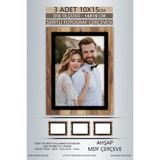 yhfoto 3 Adet 10x15 Çerçeve Ahşap-Siyah Şeritli Çerçeve Mdf Çerçeve Pvc'li Fotoğraf Kahverengi-Çok Renkli 10 x 15