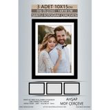 yhfoto 3 Adet 10x15 Çerçeve Siyah-Beyaz Şeritli Çerçeve Mdf Çerçeve Pvc'li Fotoğraf Siyah 10 x 15