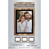 yhfoto 3 Adet 13x18 Çerçeve Ahşap-Siyah Şeritli Çerçeve Mdf Çerçeve Pvc'li Fotoğraf Kahverengi-Çok Renkli 130 x 180