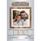 yhfoto 3 Adet 15x15 Çerçeve Ahşap Beyaz Şeritli Fotoğraf Mdf Çerçeve Kare Çerçeve Kahverengi 15 x 15