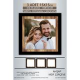 yhfoto 3 Adet 15x15 Çerçeve Siyah-Ahşap Şeritli Fotoğraf Mdf Çerçeve Kare Çerçeve Karışık 15 x 15