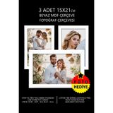 yhfoto 3 Adet 15x21 Beyaz Çerçeve Mdf - Pvc'li Çoklu Fotoğraf Çerçeve - 3 Adet A5 Beyaz Çerçeve