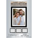 yhfoto 3 Adet 15x21 Çerçeve Siyah-Beyaz Şeritli Çerçeve Mdf Çerçeve Pvc'li Fotoğraf Siyah 15 x 21