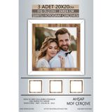 yhfoto 3 Adet 20x20 Çerçeve Beyaz Ahşap Şeritli Fotoğraf Mdf Çerçeve Kare Çerçeve Çok Renkli 20 x 20