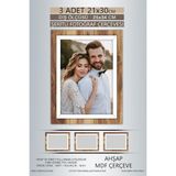 Yhfoto 3 Adet 21X30 Çerçeve Ahşap-Beyaz Şeritli Çerçeve A4 Çerçeve Pvc'li Diploma Kahverengi - Çok Renkli