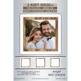yhfoto 3 Adet 30x30 Çerçeve Beyaz Ahşap Şeritli Fotoğraf Mdf Çerçeve Kare Çerçeve Çok Renkli 300 x 300
