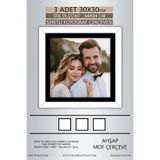 yhfoto 3 Adet 30x30 Çerçeve Beyaz Siyah Şeritli Fotoğraf Mdf Çerçeve Kare Çerçeve Renksiz 300 x 300
