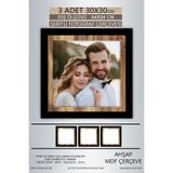 yhfoto 3 Adet 30x30 Çerçeve Siyah-Ahşap Şeritli Fotoğraf Mdf Çerçeve Kare Çerçeve Karışık 300 x 300