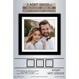 yhfoto 3 Adet 30x30 Çerçeve Siyah-Beyaz Şeritli Fotoğraf Mdf Çerçeve Kare Çerçeve Siyah 300 x 300