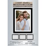 yhfoto 3 Adet 30x40 Çerçeve Siyah-Beyaz Şeritli Çerçeve Mdf A3 Çerçeve Pvc'li Çerçeve Siyah 300 x 400
