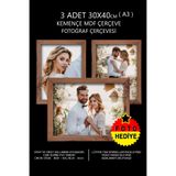 yhfoto 3 Adet 30x40 Kemençe Mdf A3 Çoklu Fotoğraf Kahverengi-Çok Renkli