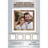 yhfoto 4 Adet 10x10 Çerçeve Beyaz Ahşap Şeritli Fotoğraf Mdf Çerçeve Kare Çerçeve Çok Renkli 100 x 100